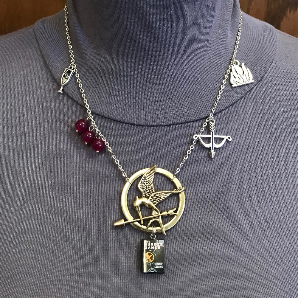 The Hunger Games by Suzanne Collins Handmade Literature Book Necklace Mockingjay